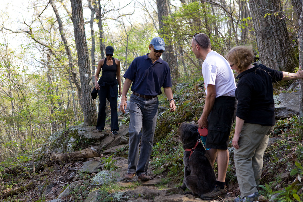 President Barack Obama and First Lady Michelle Obama have a chance encounter with other hikers