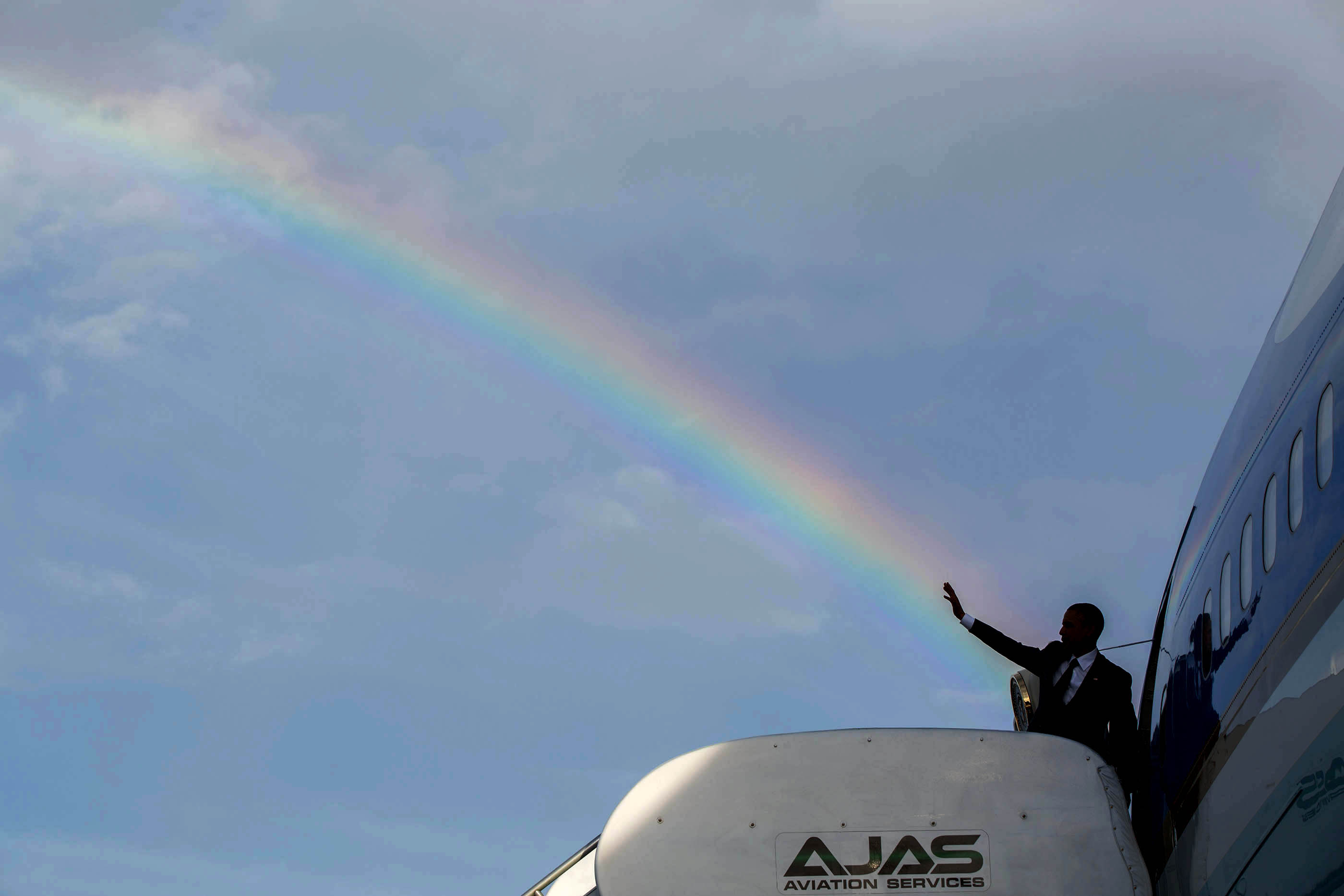 President Obama and a Rainbow in Jamaica