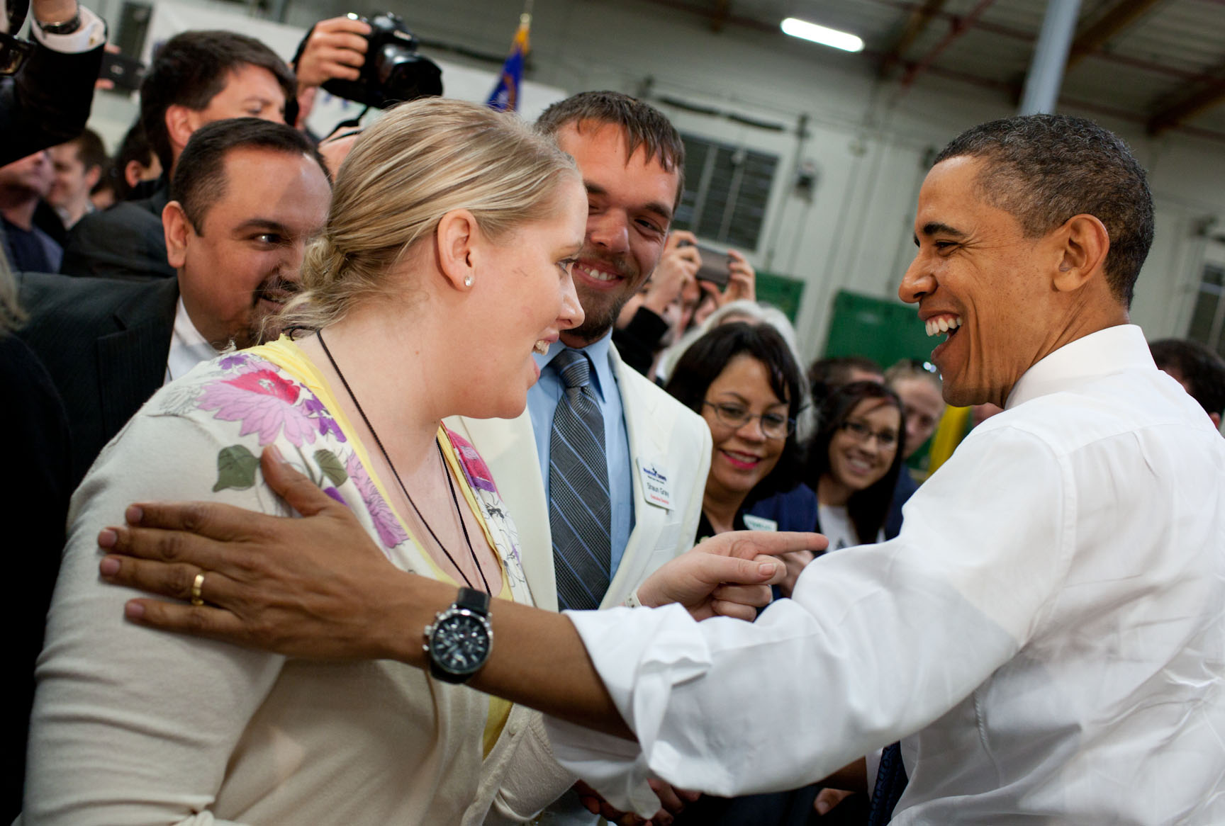 President Barack Obama Speaks with Audience Members at a Town Hall Meeting at ElectraTherm, Inc. in Reno, Nevada