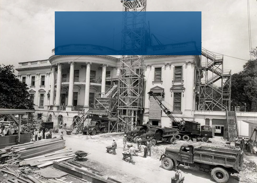 Photo of the White House under construction