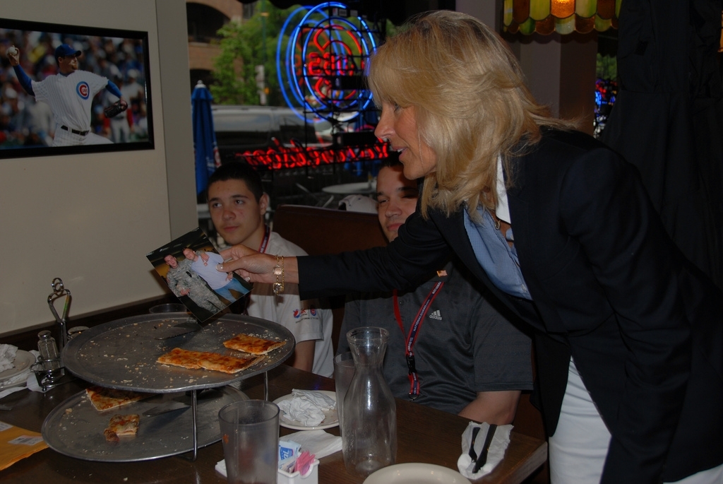 The Second Lady with National Guard Families at a Chicago Pizza Dinner