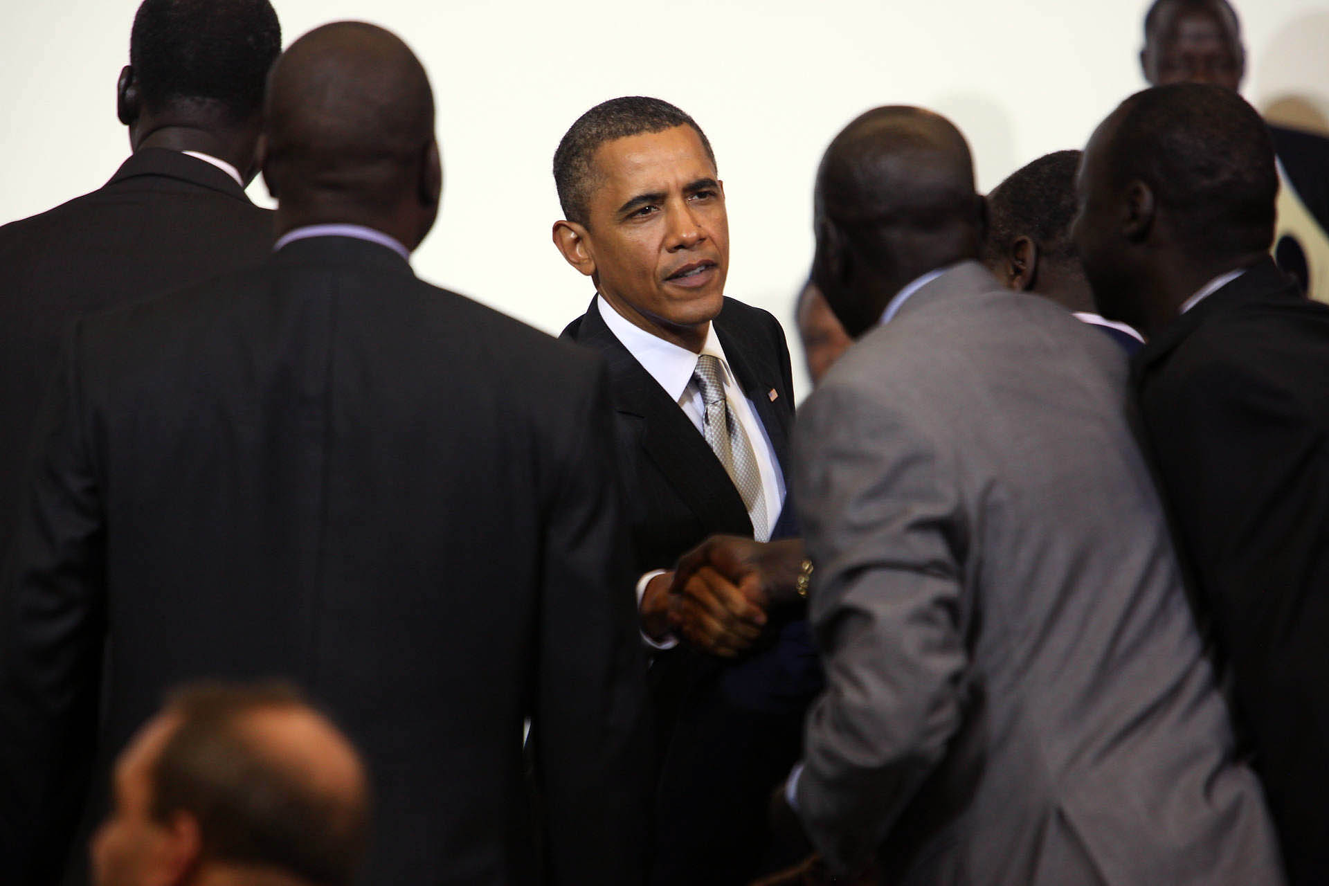 President Barack Obama Shakes Hands at a Ministerial Meeting on Sudan 