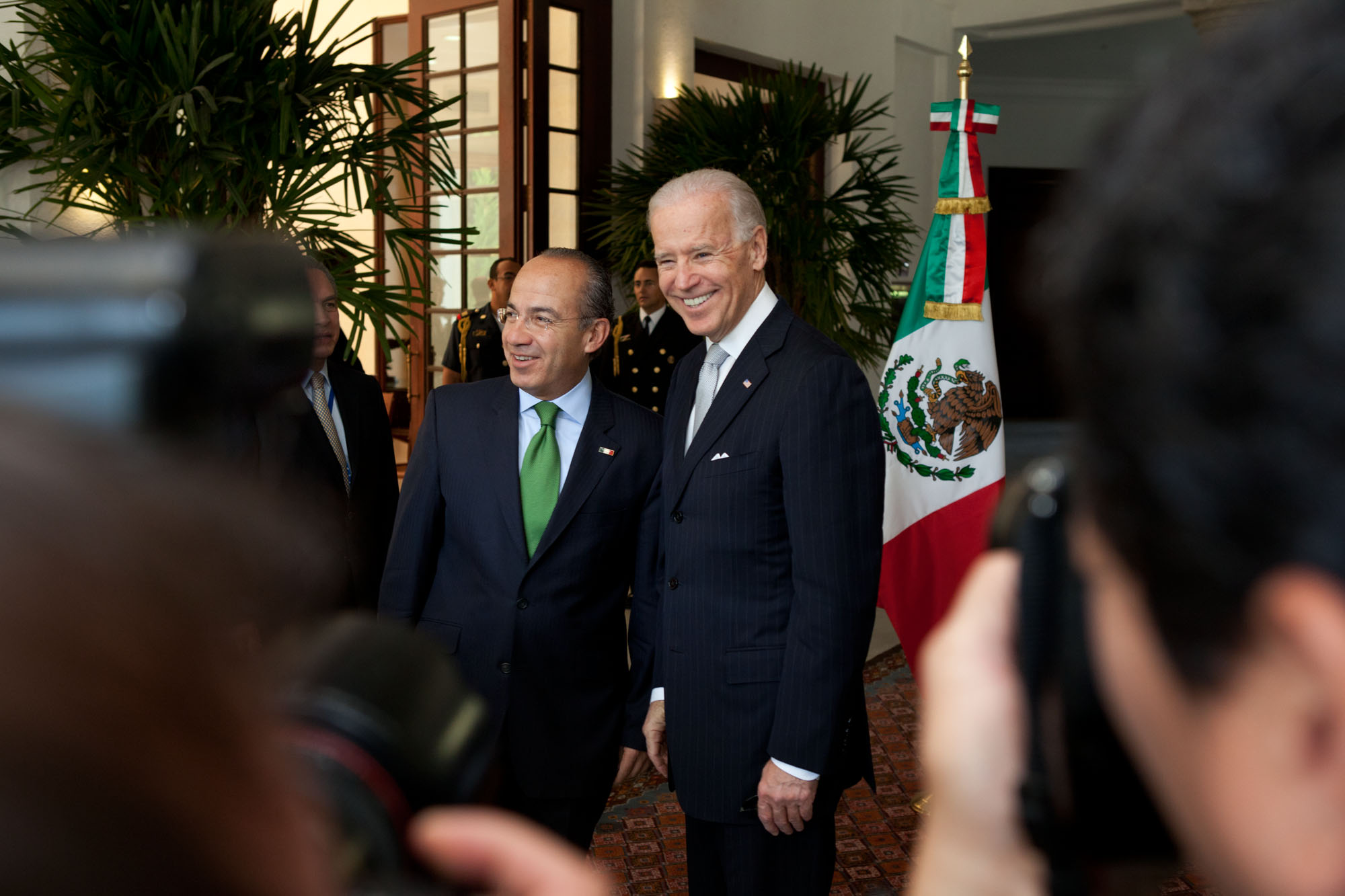 Vice President Joe Biden Greets Mexican President Felipe Calderon