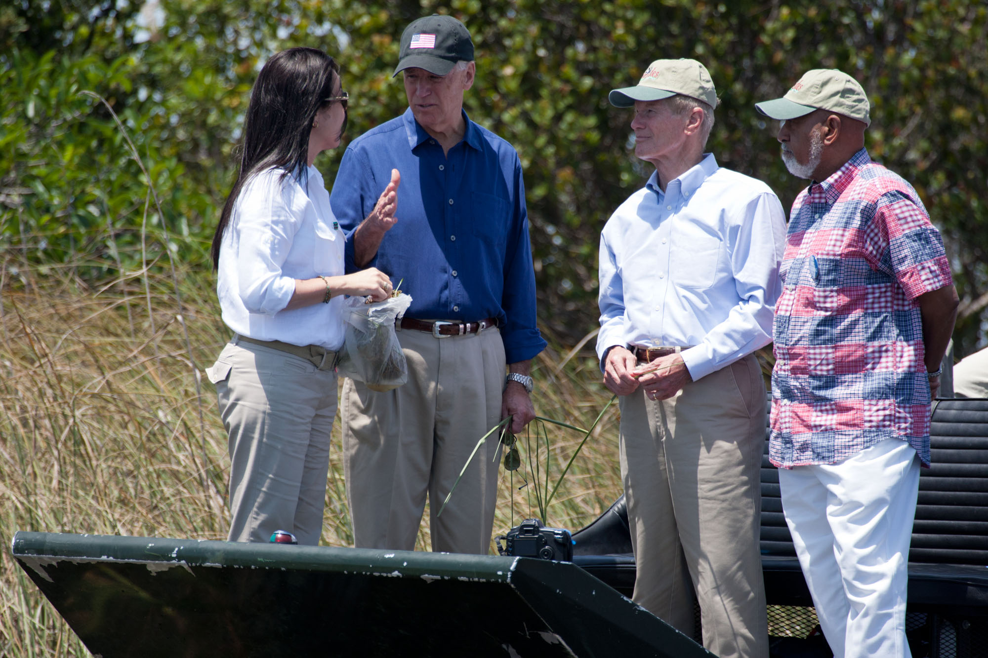 Vice President Joe Biden, Senator Bill Nelson, and Congressman Alcee Hastings take an airboat tour of the Everglades 