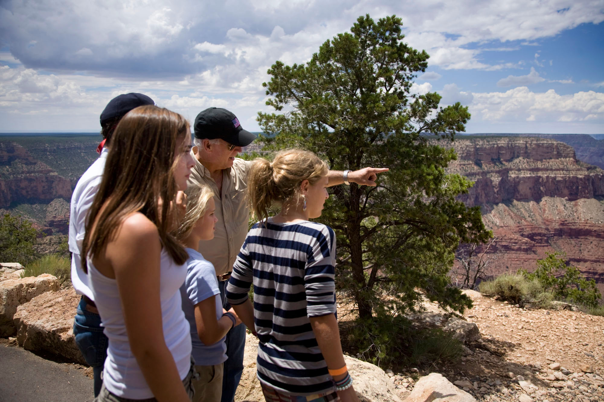VP Joe Biden with his granddaughters at the Grand Canyon 