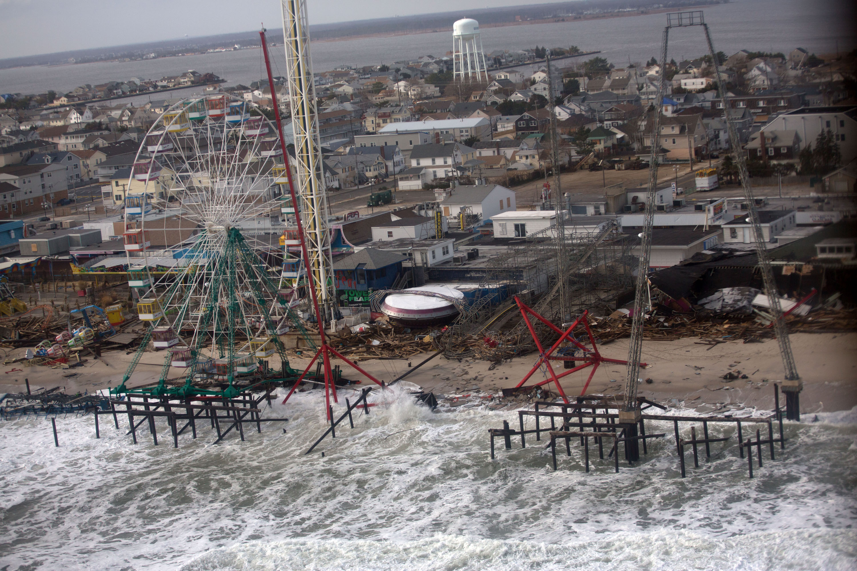 The view from aerial tour of Hurricane Sandy damage  of New Jersey's barrier beaches