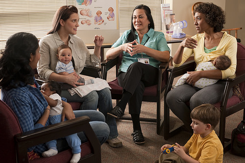 Moms Participate in Group Discussion with WIC Counselor