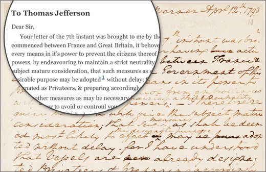 A letter from George Washington to Thomas Jefferson