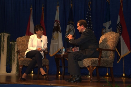 U.S. Department of Commerce Secretary Penny Pritzker with Delta Regional Authority Federal Co-Chairman Chris Masingill