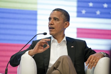 President Barack Obama participates in the CEO Summit of the Americas panel discussion (April 14, 2012)