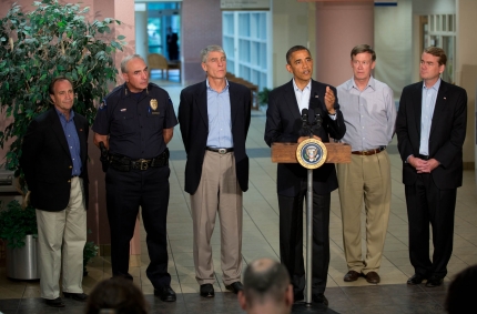President Barack Obama makes a statement to the press at University of Colorado Hospital in Aurora (July 22, 2012) 