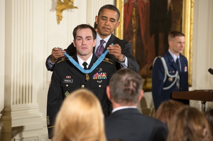President Barack Obama awards Staff Sergeant Clinton Romesha the Medal of Honor (February 11, 2013)