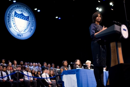 First Lady Michelle Obama addresses the "100K Strong" State Visit event