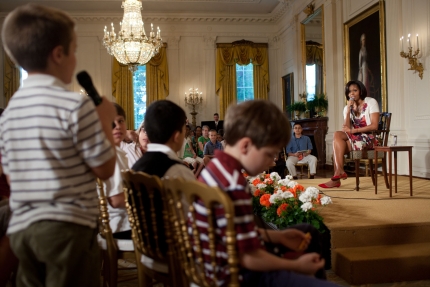 First Lady Michelle Obama answers questions on "Take Our Daughters and Sons to Work Day"