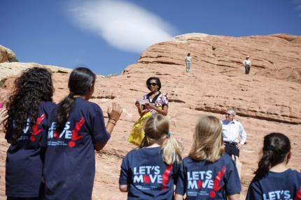 First Lady Michelle Obama launches "Let's Move Outside" at Red Rock Canyon 