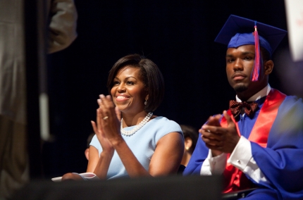 First Lady Michelle Obama during the Anacostia Senior High School commencement ceremony