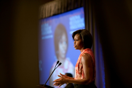 First Lady Michelle Obama delivers remarks to the National Restaurant Association