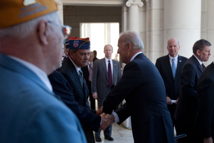 Vice President Joe Biden Shakes Hands After Speaking at the Veterans Day Ceremonies at Arlington National Cemetery 