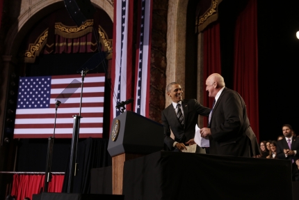 Billy Lawless introduces President Obama for remarks on immigration in Chicago