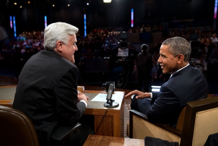 President Barack Obama joins Jay Leno for a taping of the “The Tonight Show with Jay Leno”