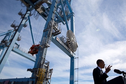 President Barack Obama delivers remarks on the economy and creating jobs by increasing exports, at the Port of New Orleans in New Orleans, La., Nov. 8, 2013