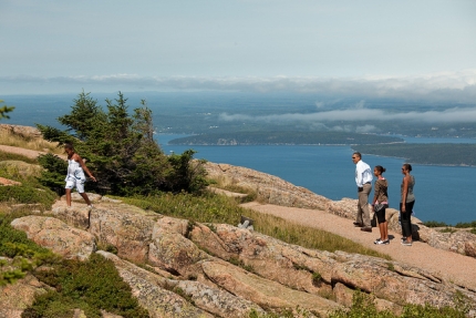 President Barack Obama and his family hike at Acadia National Park