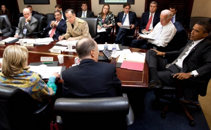 President Barack Obama meets with members of his national security team for a monthly meeting on Afghanistan