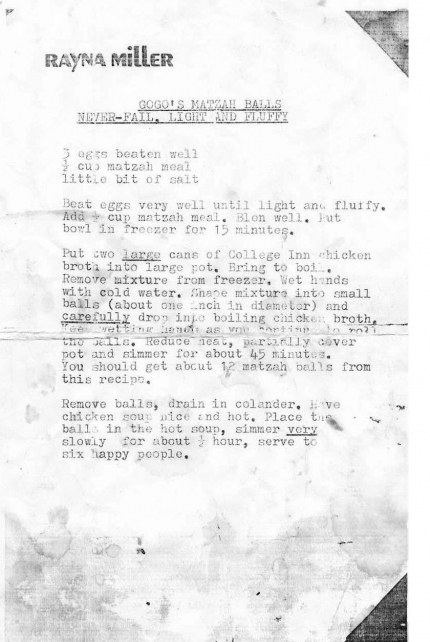 Shira Miller's Matzoh Ball Soup