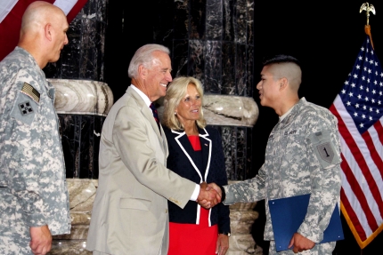Vice President Joe Biden during a naturalization ceremony in Al Faw Palace on Camp Victory, Iraq