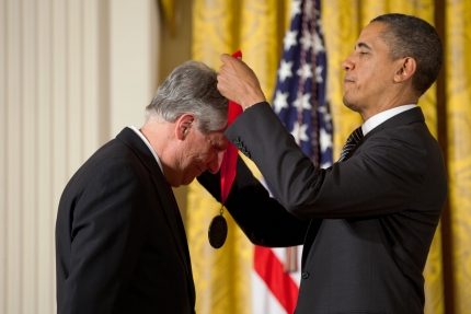 President Barack Obama awards Robert Darnton a 2011 National Humanities Medal