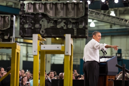 President Barack Obama delivers remarks regarding manufacturing policy