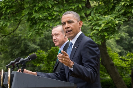 President Barack Obama and Prime Minister Recep Tayyip Erdoğan of Turkey hold a press conference