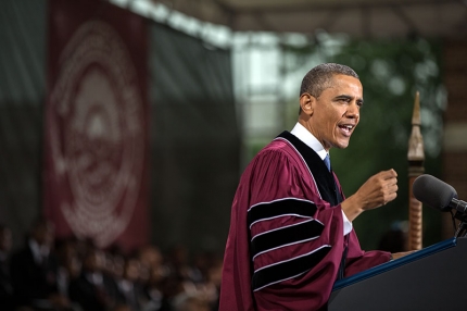 President Barack Obama delivers remarks during the commencement ceremony at Morehouse College