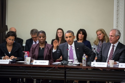 President Barack Obama delivers remarks at a meeting with the President's Export Council