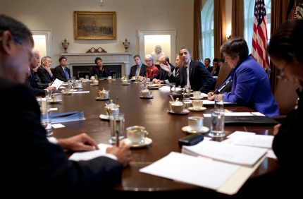 President Barack Obama meets with the Cabinet  