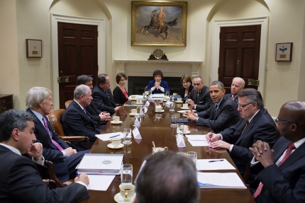 President Barack Obama and Vice President Joe Biden meet with business leaders to discuss immigration reform to bolster U.S. economic growth