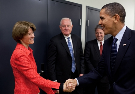 President Obama greets former astronaut Sally Ride at the launch of the "Educate to Innovate"Nov. 23, 2009