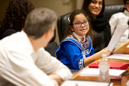 Secretary Duncan talks with students about the importance of school culture