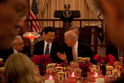 Vice President Joe Biden with Chinese Vice President Xi and former Secretary of State Henry Kissinger 