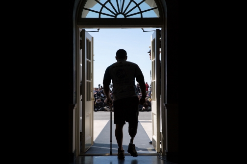 A Wounded Warrior Walks Out Of The Diplomatic Reception Room
