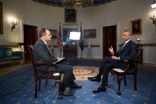 León Krauze, KMEX Univision, Los Angeles, Calif., interviews the President