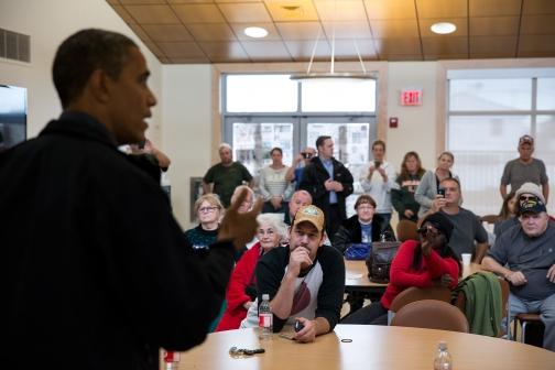 President Obama Talks with Local Residents