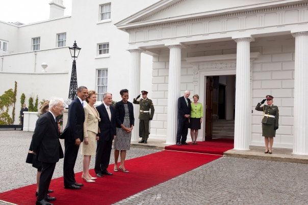 President Obama and First Lady Michelle Obama Arrive at President's Residence in Dublin