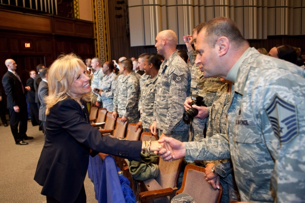 Dr. Biden Greets Guest At Penn