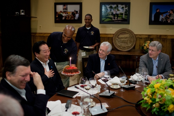 A Chocolate Cake Is Presented To Prime Minister Yoshihiko Noda of Japan
