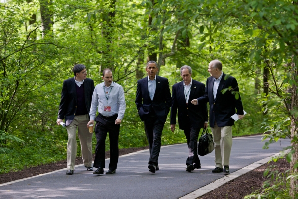 President Obama Walks With Staff