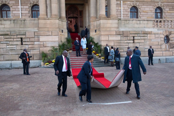 A Red Carpet is Rolled Out for the Official Arrival Ceremony 