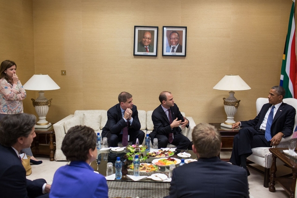 President Obama Meets with Advisors Before Press Conference with South African President Jacob Zuma