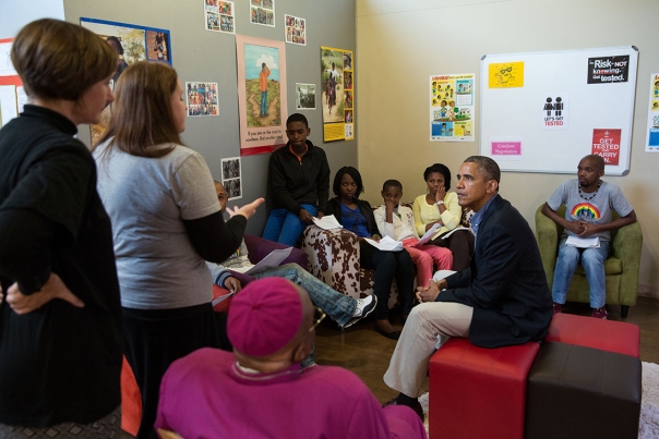 President Barack Obama Talks with Health Class Students at the Desmond Tutu HIV Foundation Youth Centre