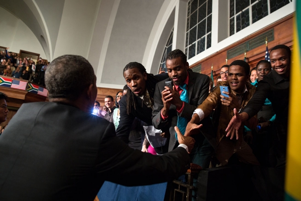 President Obama with University of Cape Town Audience Members